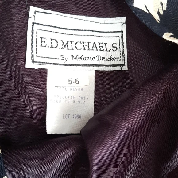 Vintage Scottie Dog Navy& Beige Ruffled Fitted Dress - Picture 5 of 6